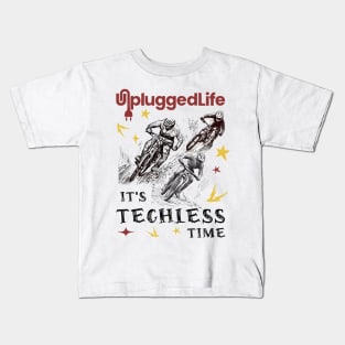 Techless Time Downhill Mountain Biking Unplugged Life Kids T-Shirt